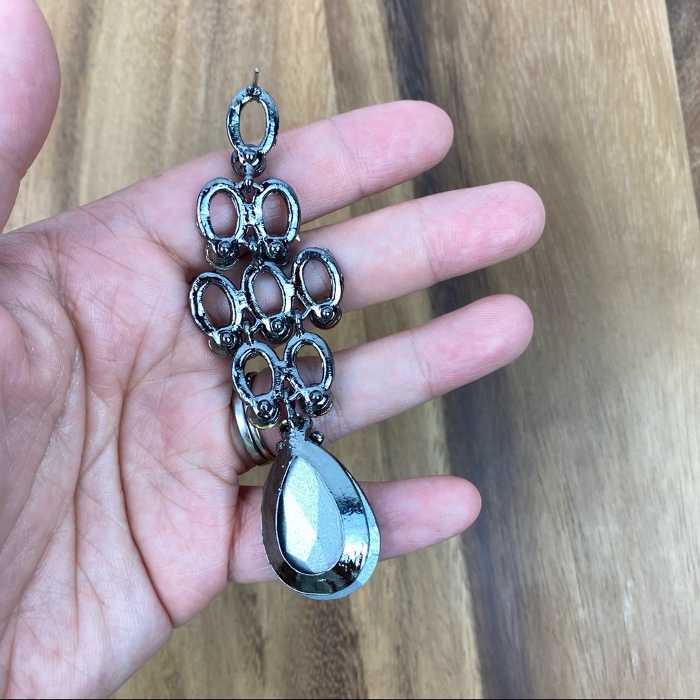 Dangling Rhinestone Statement Earrings - Picture 4 of 5